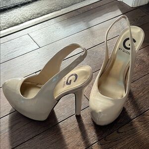 Guess Women's Cream Slingback Platform Heels